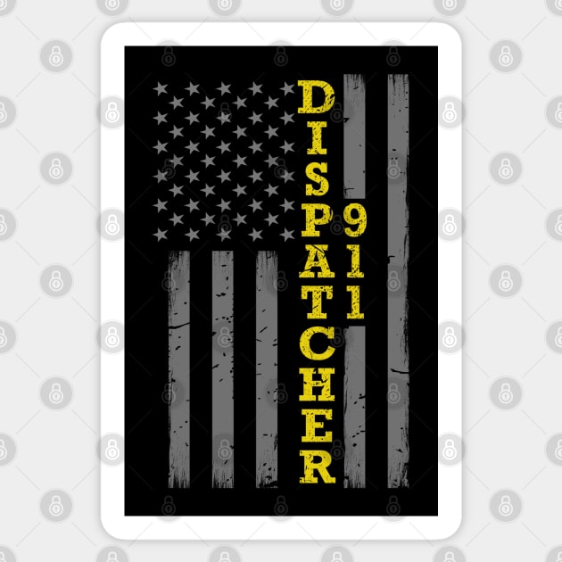 911 Dispatcher Thin Gold Line Flag Sticker by bluelinemotivation